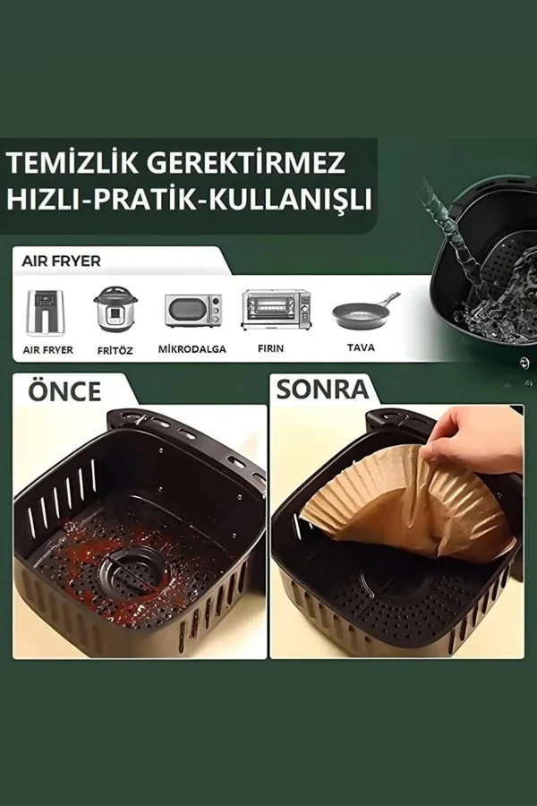 50LiAirfryer Pişirme Kağıdı Hava Fritözü Yağ Geçirmez Kalıp Xiaomi Philips Tefal Kumtel Modeller Ile