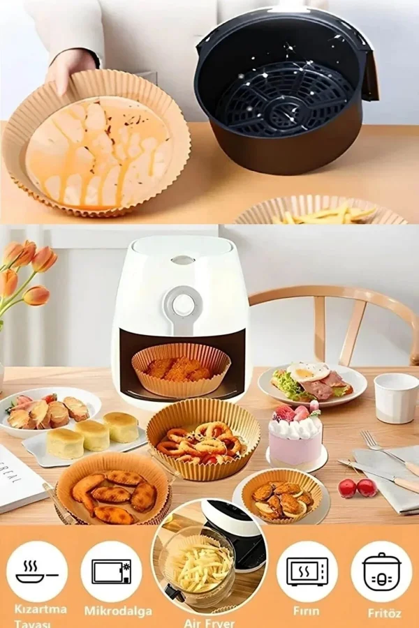 50LiAirfryer Pişirme Kağıdı Hava Fritözü Yağ Geçirmez Kalıp Xiaomi Philips Tefal Kumtel Modeller Ile