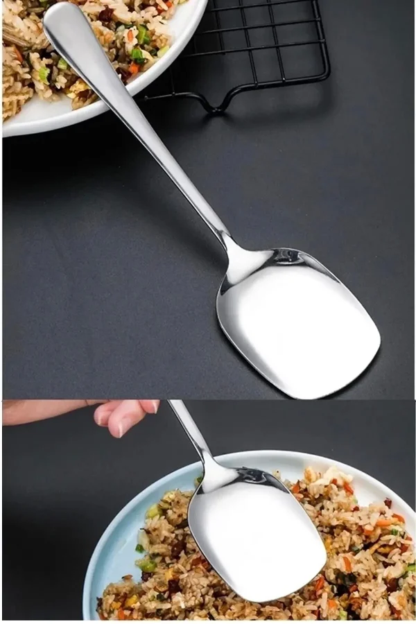 Paslanmaz Çelik 2li Lüks Servis Kaşığı Seti Yemek Salata Börek Pasta Fırın