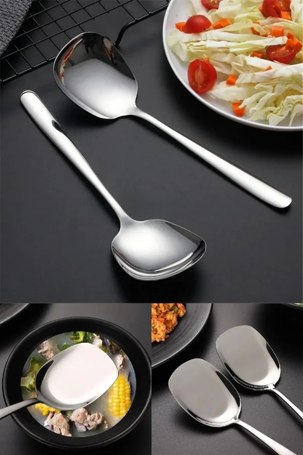Paslanmaz Çelik 2li Lüks Servis Kaşığı Seti Yemek Salata Börek Pasta Fırın