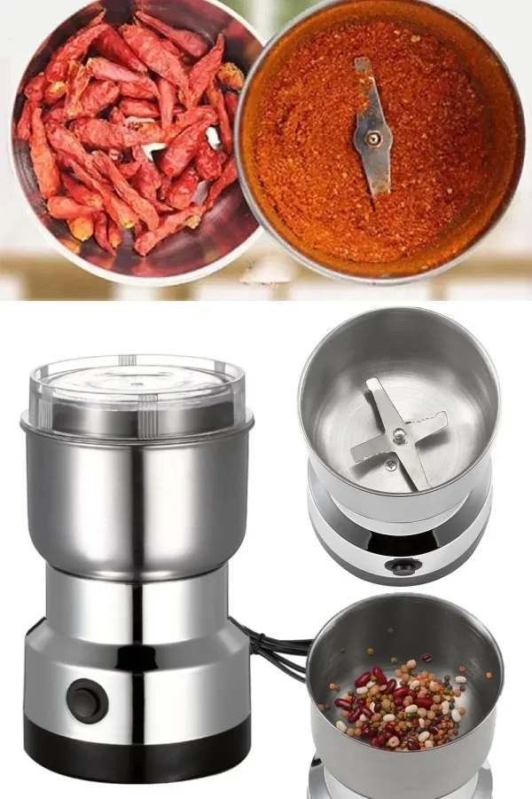 Elektrikli Çelik Kahve Baharat Öğütücü Kahve Tuz Değirmeni Pirinç Biber Tahıl Doğrayıcı Gıda Öğütme