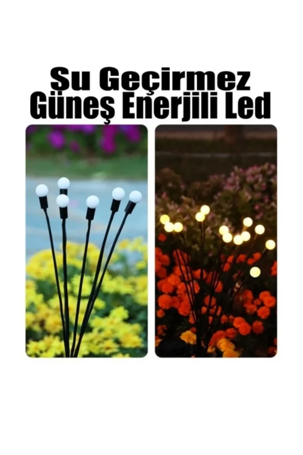 Tekli 6 Led Beyaz Solar Bahçe Işıkları Güneş Enerjili Bahçe Peyzaj