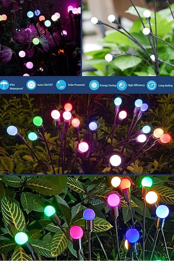 8 Ledli Güneş Enerjili Bahçe Aydınlatması Lamba Solar Renkli Işık Ateş Böceği Peyzaj Süs Çiçeği