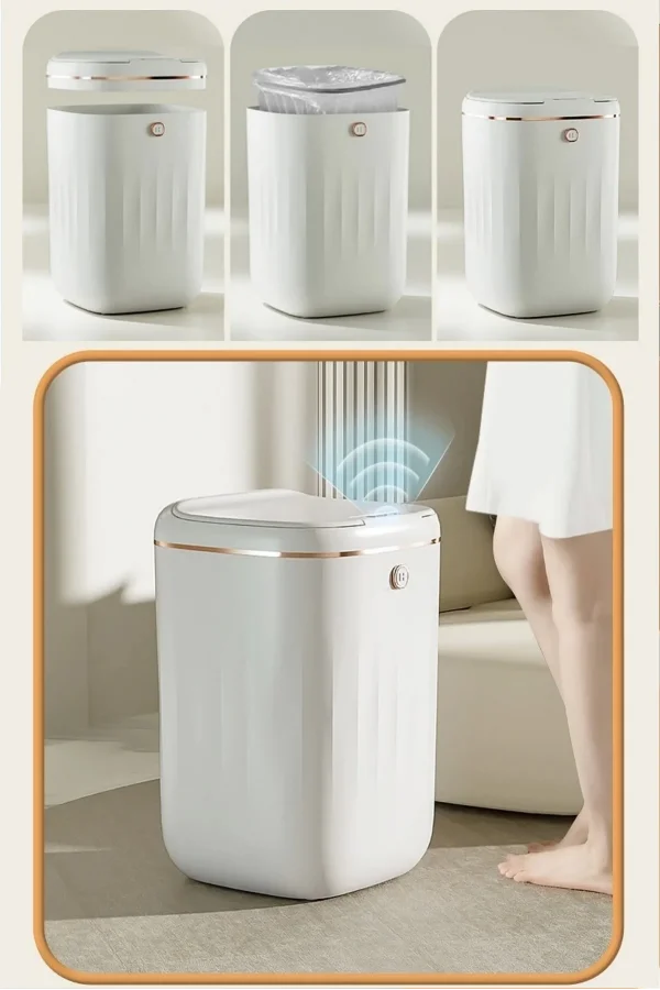 Akıllı Teknolojik Çöp Kutusu Otomatik Aç Kapat Sensörlü Mutfak Banyo Ev