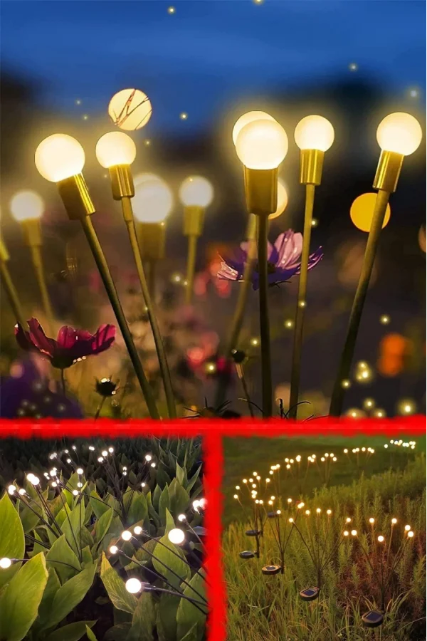 6 Ledli Solar Bahçe Işıkları Renkli Dış Mekan Peyzaj 2 Modlu Bahçe Çiti Güneş Enerjili Süs Lambalar