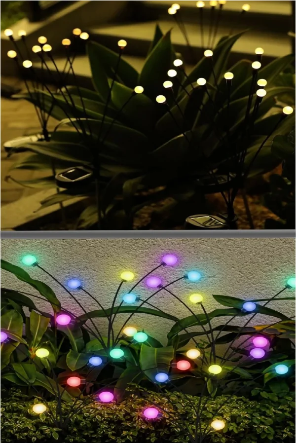 6 Ledli Solar Bahçe Işıkları Renkli Dış Mekan Peyzaj 2 Modlu Bahçe Çiti Güneş Enerjili Süs Lambalar