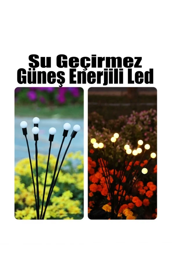 6 Ledli Solar Bahçe Işıkları Renkli Dış Mekan Peyzaj 2 Modlu Bahçe Çiti Güneş Enerjili Süs Lambalar