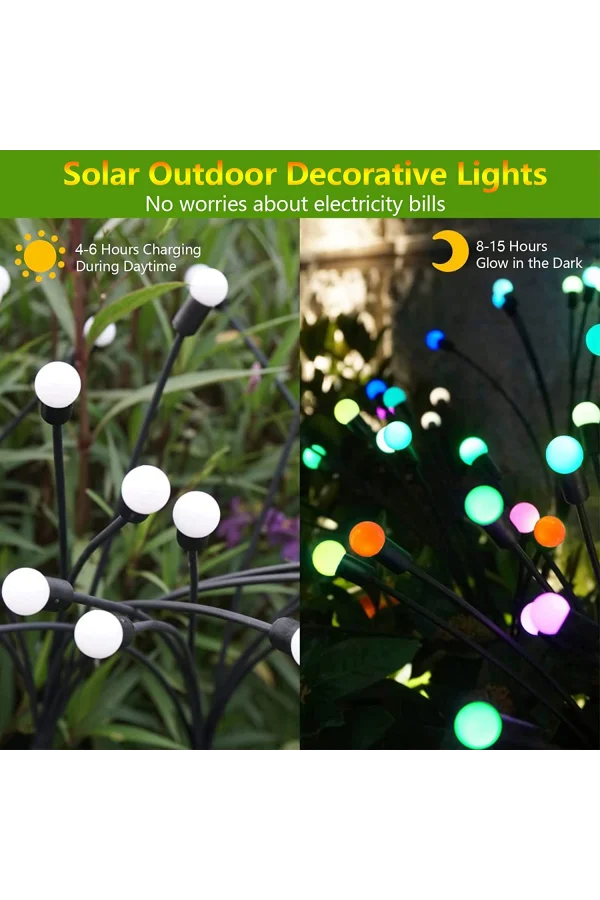 8 Ledli Solar Bahçe Işıkları Beyaz Dış Mekan Peyzaj 2 Modlu Bahçe Çiti Güneş Enerjili Süs Lamba Set