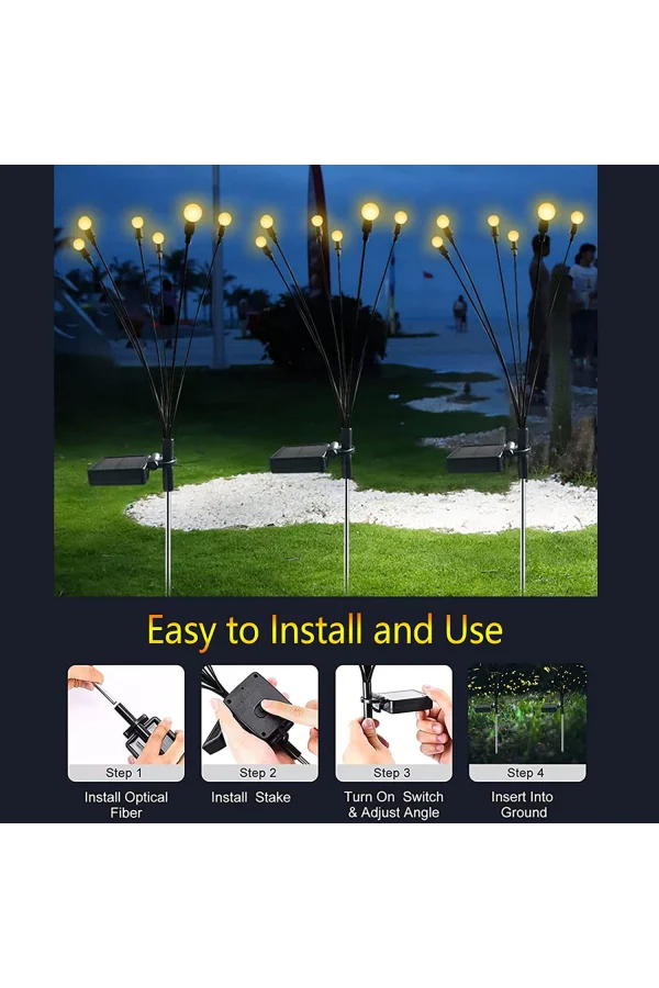 8 Ledli Solar Bahçe Işıkları Beyaz Dış Mekan Peyzaj 2 Modlu Bahçe Çiti Güneş Enerjili Süs Lamba Set