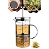 French Press Filtre Kahve Bitki Çayı Demliği Çay Demleme Borosilikat Cam Kulplu Ölçü Kabı 750 Ml.