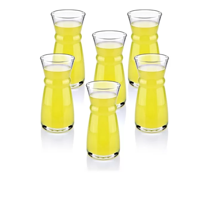 6 Lı Pipetli Cam Karaf Bardak 300 Ml Sıcak Soğuk Cam Meşrubat Bardağı Süt Bardağı Limonata