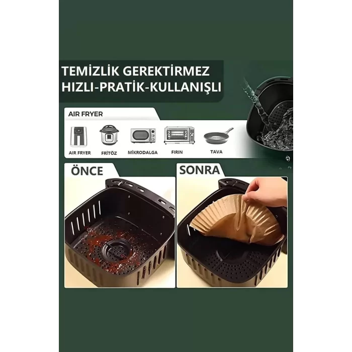 Airfryer Pişirme Kağıdı Hava Fritözü Yağ Geçirmez Kalıp Uyumlu Pratik Kullan