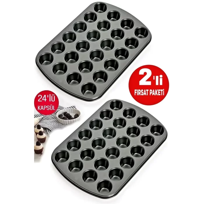 Muffin Kalıbı 24lü Mini Cupcake Fırın Kapsülü Kek Browni Kekstra Kurabiye Kalıbı Muffin Baking Pan