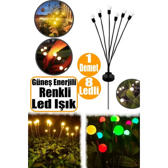 8 Ledli Güneş Enerjili Bahçe Aydınlatma Ateş Böceği Dekoratif Bahçe Lambaları Dış