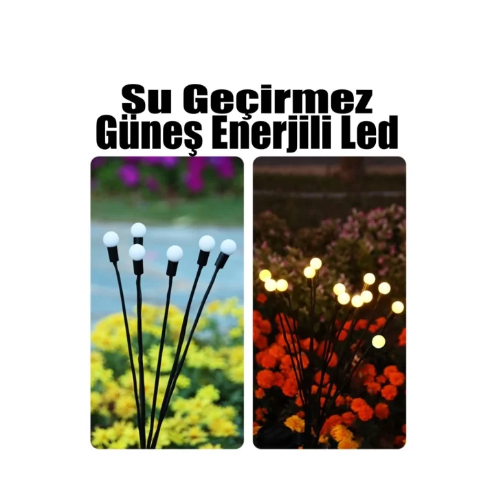 6 Ledli Solar Bahçe Işıkları Renkli Dış Mekan Peyzaj 2 Modlu Bahçe Çiti Güneş Enerjili Süs Lambalar