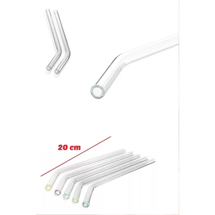 Cam Pipet Meşrubat Pipeti Cam Bükülmüş Çubuk Pipet Sağlıklı Ve Dayanıklı El Yapımı Şeffaf Cam