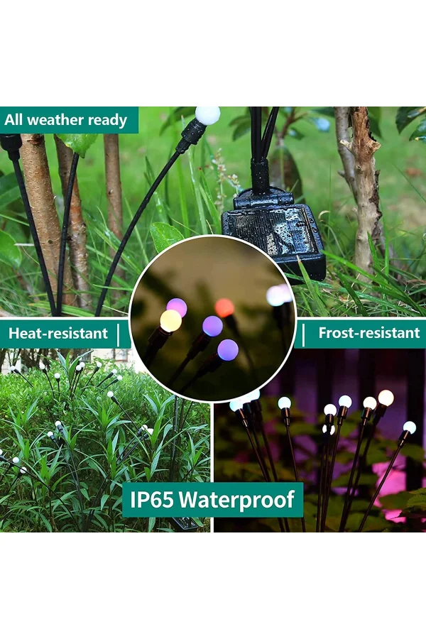 6 Ledli Solar Bahçe Işıkları Renkli Dış Mekan Peyzaj 2 Modlu Bahçe Çiti Güneş Enerjili Süs Lambalar