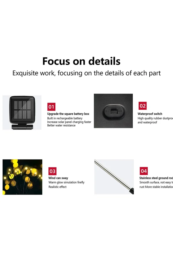 6 Ledli Solar Bahçe Işıkları Renkli Dış Mekan Peyzaj 2 Modlu Bahçe Çiti Güneş Enerjili Süs Lambalar