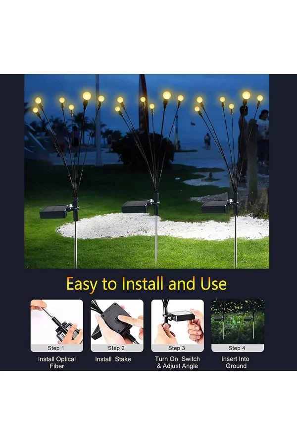 6 Ledli Solar Bahçe Işıkları Renkli Dış Mekan Peyzaj 2 Modlu Bahçe Çiti Güneş Enerjili Süs Lambalar