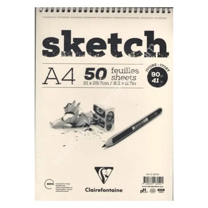 CLAIREFONTAINE SKETCH BLOK A4 ESQUISSE IVORY 90 GR 50YP 96159