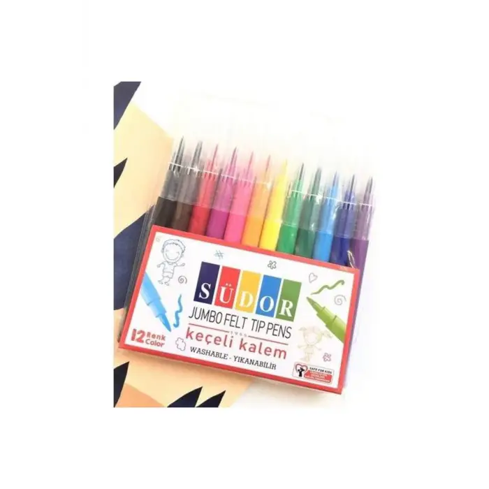 Südor Kk02 Yikanabilir Jumbo Keçeli Kalem 12 Renk