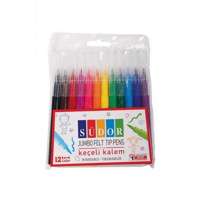 Südor Kk02 Yikanabilir Jumbo Keçeli Kalem 12 Renk