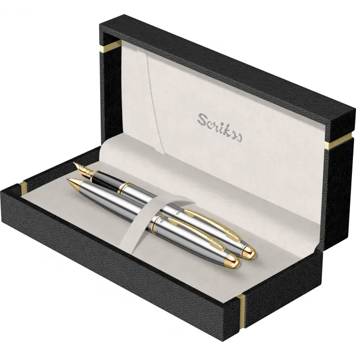 Scrikss Knight 88 Dolma Kalemtükenmez Kalem Takım Krom Altın