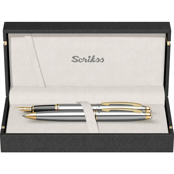 Scrikss Knight 88 Dolma Kalemtükenmez Kalem Takım Krom Altın