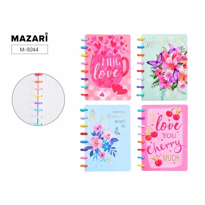 BV POCKET JOURNAL A7, WİRE-O, DONUT RULES, 60 SHEETS ( 4 TYPES MİX ) 3-653/01