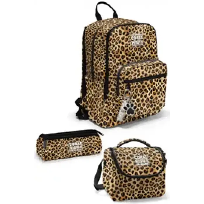 Coral High Kahverengi Leopar Desenli Çanta Seti