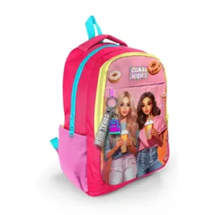 Coral High Kids Pembe Neon Mercan Fashion Girl Desenli Çanta Seti