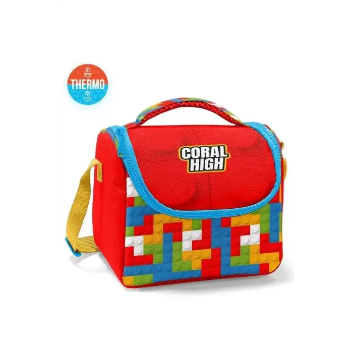 Coral High Kids Renkli Blok Desenli Çanta Seti