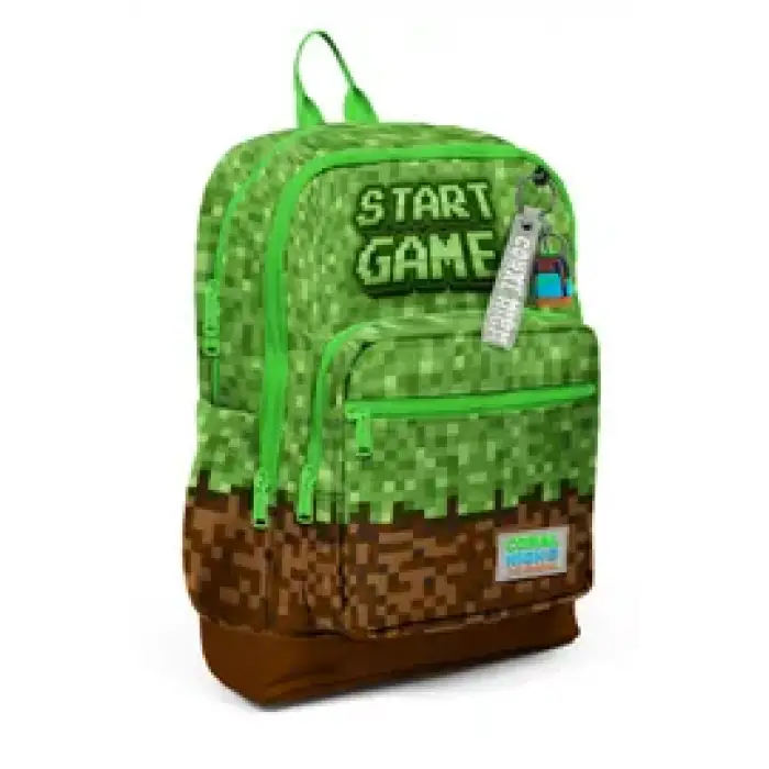 Coral High Kids Yeşil Kahverengi High Mine Craft Desenli Çanta Seti