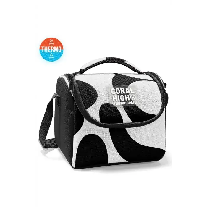 Coral High Siyah Beyaz Desenli Çanta Seti