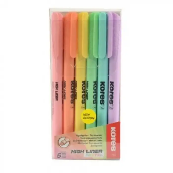 KORES PASTEL FOSFORLU KALEM 6 RENK