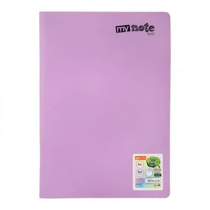 MYNOTE TEXT PASTEL DEFTER PP KAPAK TEL DİKİŞLİ A4 80 YP KARELİ