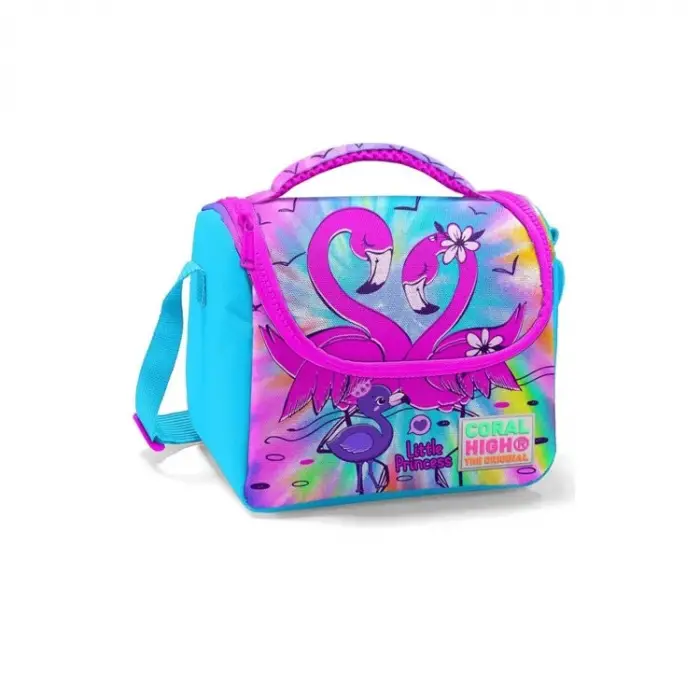 CORAL HIGH KIDS MAVİ PEMBE FLAMINGO DESENLİ THERMO BESLENME ÇANTASI 11730