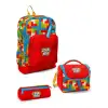 Coral High Kids Renkli Blok Desenli Çanta Seti