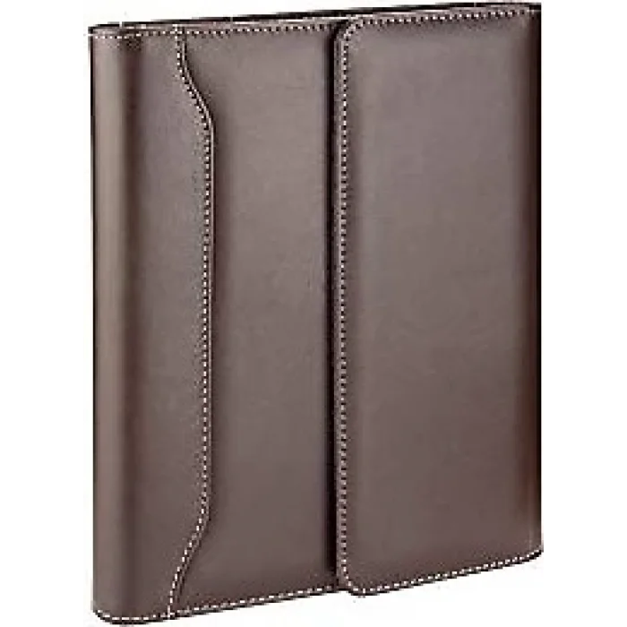 2K 4514 Ajanda Tarihsiz Kareli 17X24 cm Ajanda/Defter Hesap Makineli Suni Deri Organizer,KAHVE