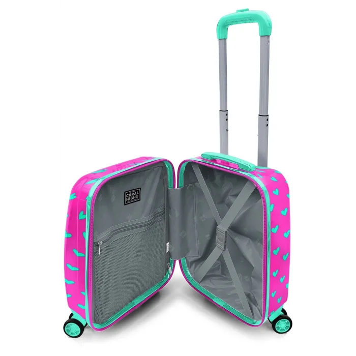 Yaygan Coral Hıgh Mini Su Yeşili Kalp Desenli Çekçekli Valiz 16715