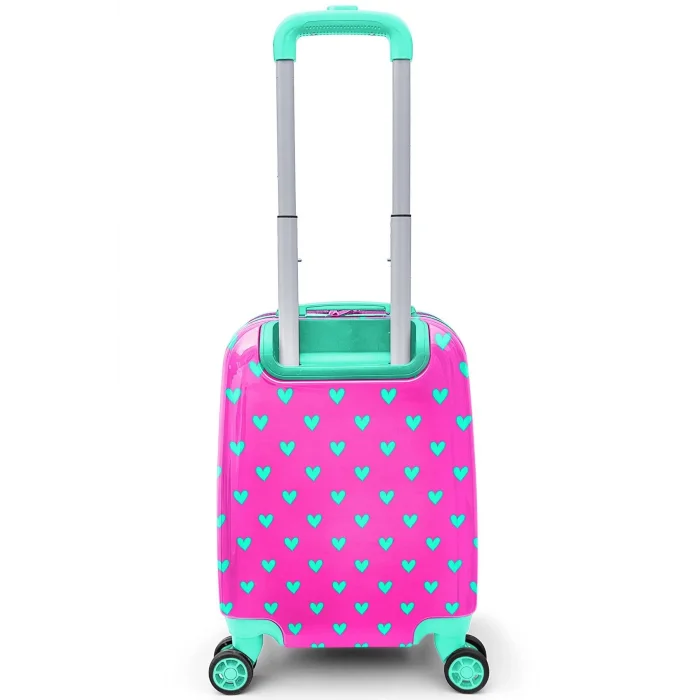 Yaygan Coral Hıgh Mini Su Yeşili Kalp Desenli Çekçekli Valiz 16715