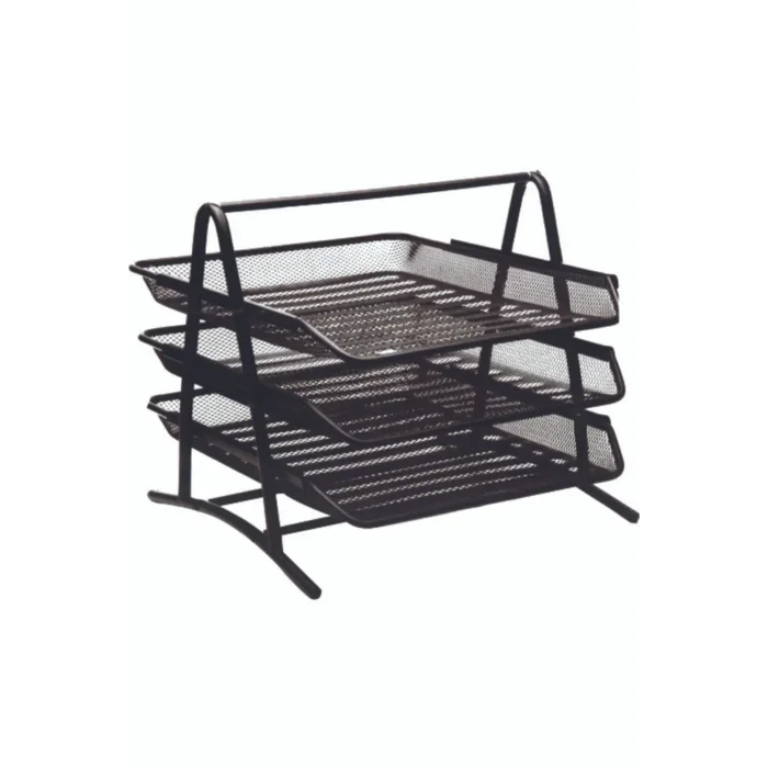 KRAF PERFORE EVRAK RAFI METAL 3 KATLI 460G SİYAH YENİ