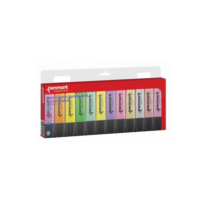 PENMARK FOSFORLU KALEM SET 4 M.SİMLİ+4 PASTEL+4 NEON 12 Lİ HS 505