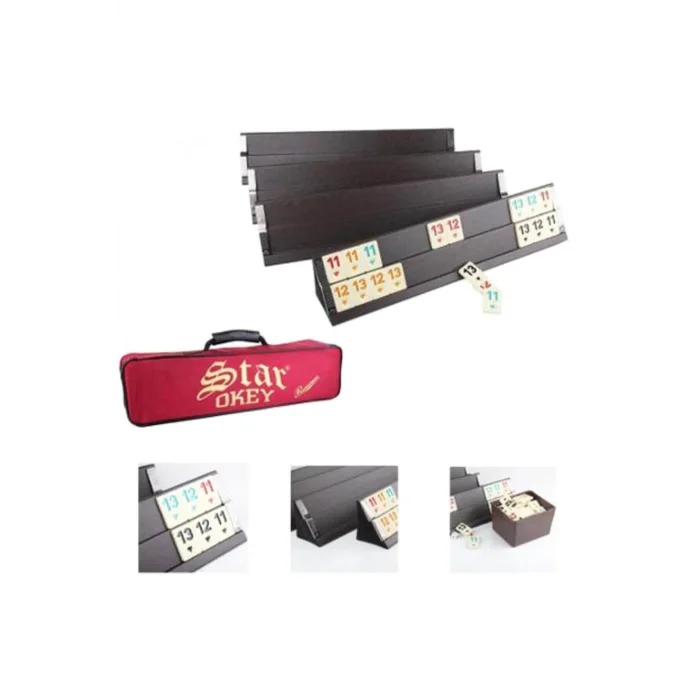 STAR PREMIUM AHŞAP OKEY TAKIMI ÇANTALI (AÇIK RENK)