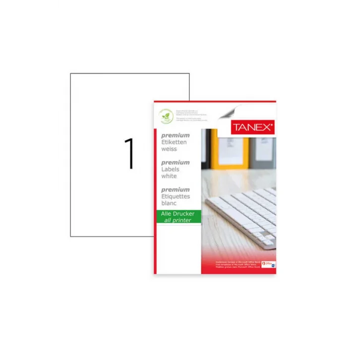 TANEX 210x297 mm LASER ETİKET A4 TAM TW-2000