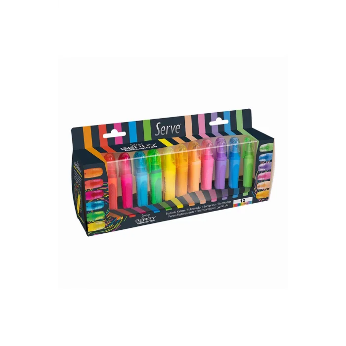 SERVE BERRY FOSFORLU KALEM RENKLİ 12Lİ SET