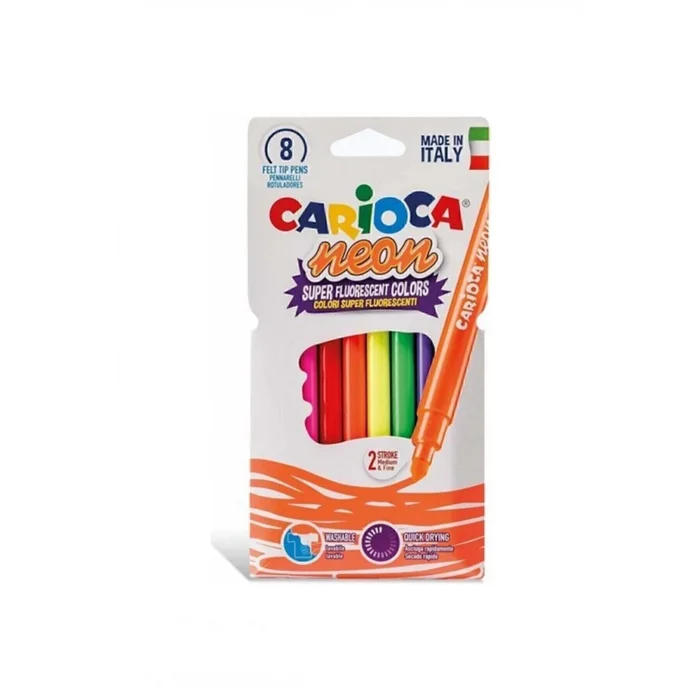 CARIOCA FOSFORLU YIKANABILIR KEÇELİ BOYA KALEMİ 8Lİ