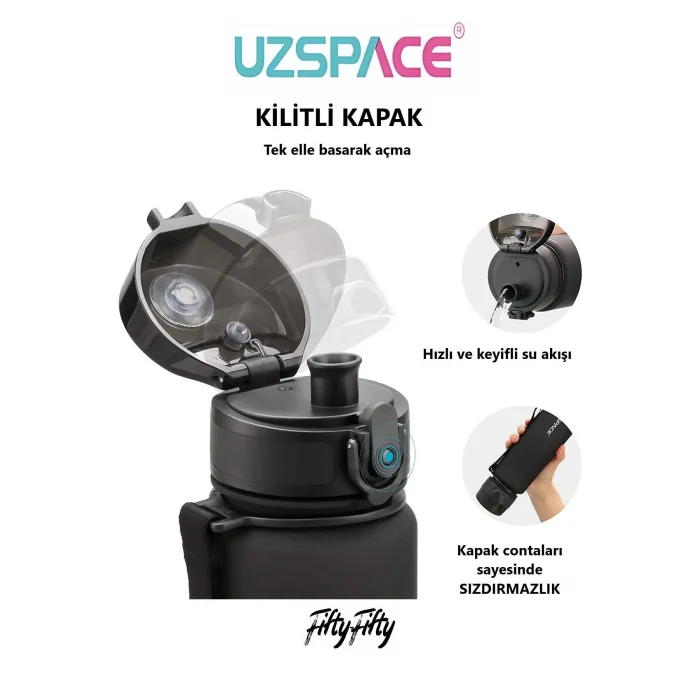 Uzspace Matara Tritan Daay By Day Two 650 Ml Siyah