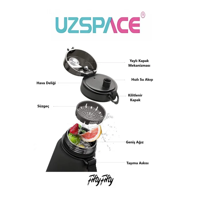 Uzspace Matara Tritan 3026-2 500 Ml Siyah