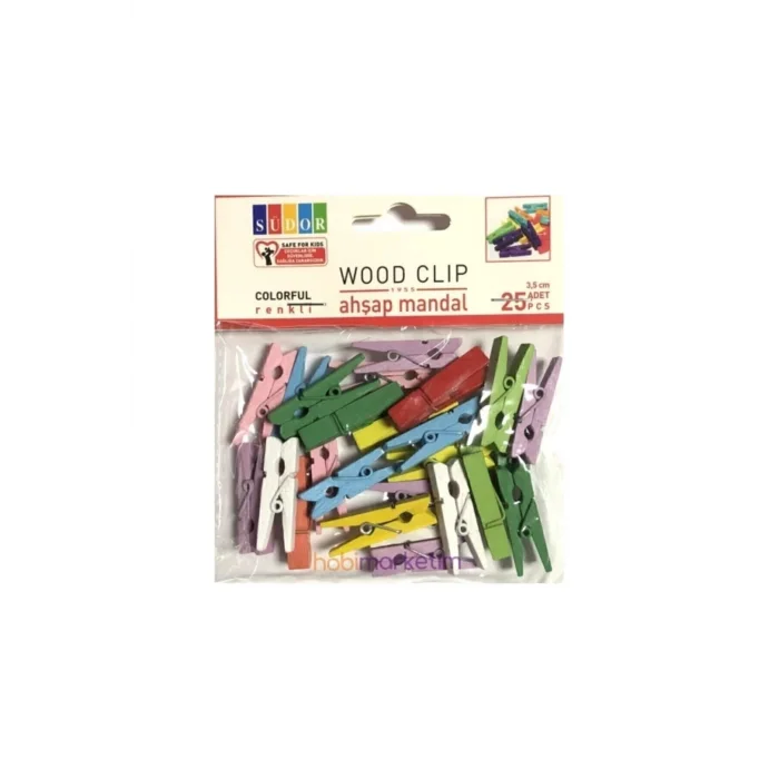 SÜDOR AHŞAP MANDAL BÜYÜK 3,5CM RENKLİ 20Lİ